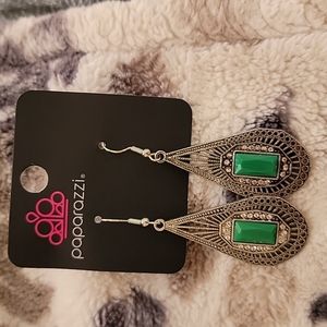 New! Silver and Green Earrings